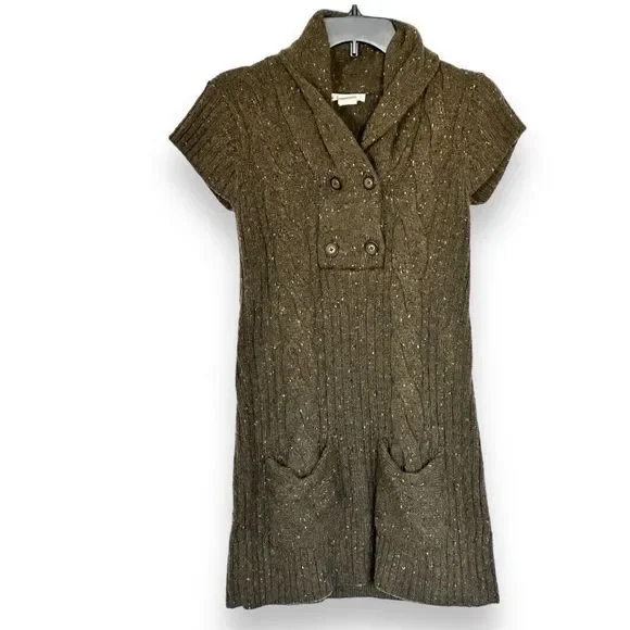 green emerald velvet dress Olive Contrast Knit Dress S main image 1